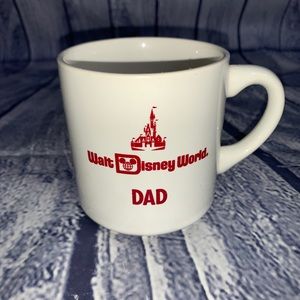 Rare 1970s Vintage Deadstock Walt Disney World Red Cinderella Castle “Dad” Mug